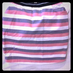 Red white and blue striped skirt with pockets